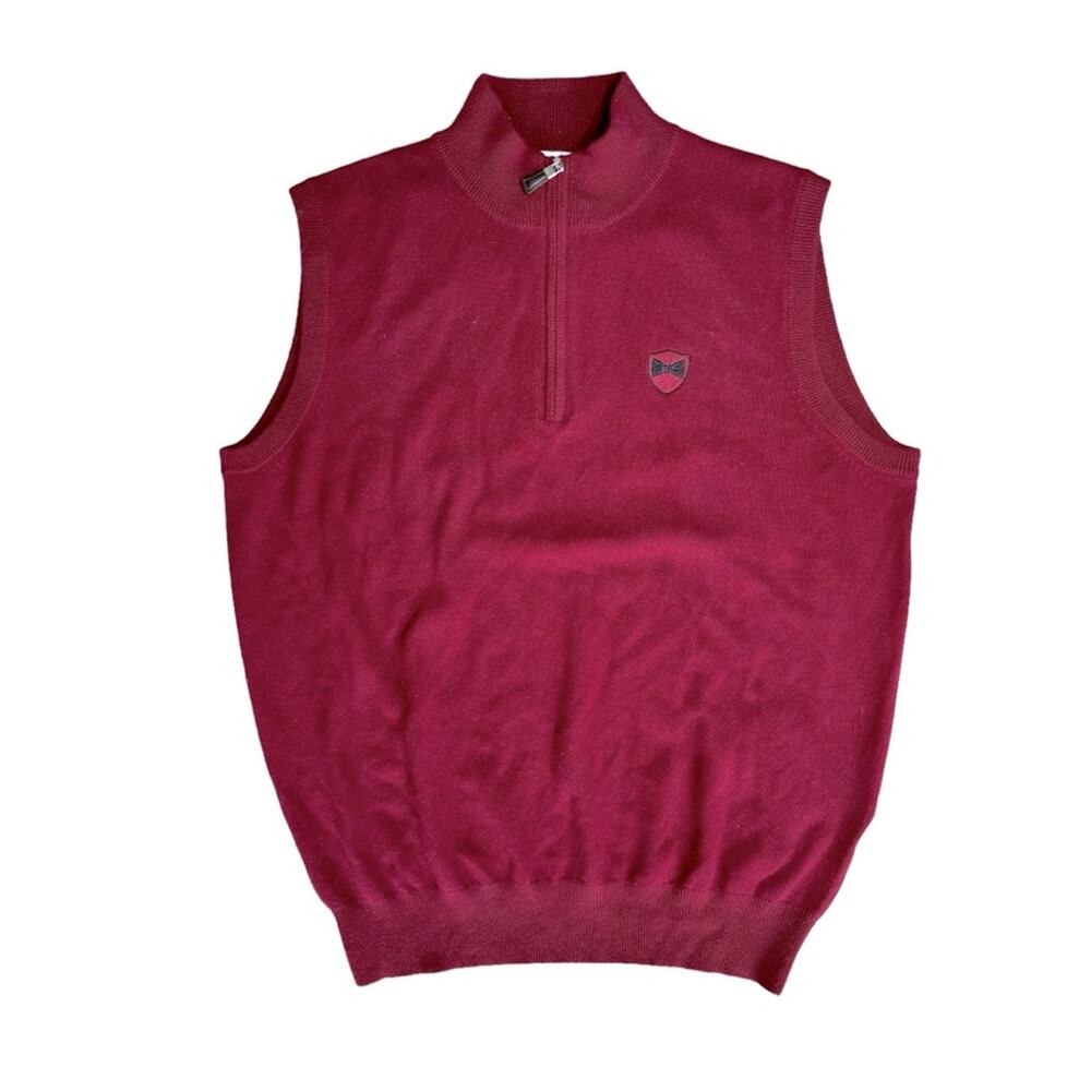 NWT PETER MILLAR Burgundy Cashmere 1/4 Zip Sleeveless Golf Sweater Vest Men’s